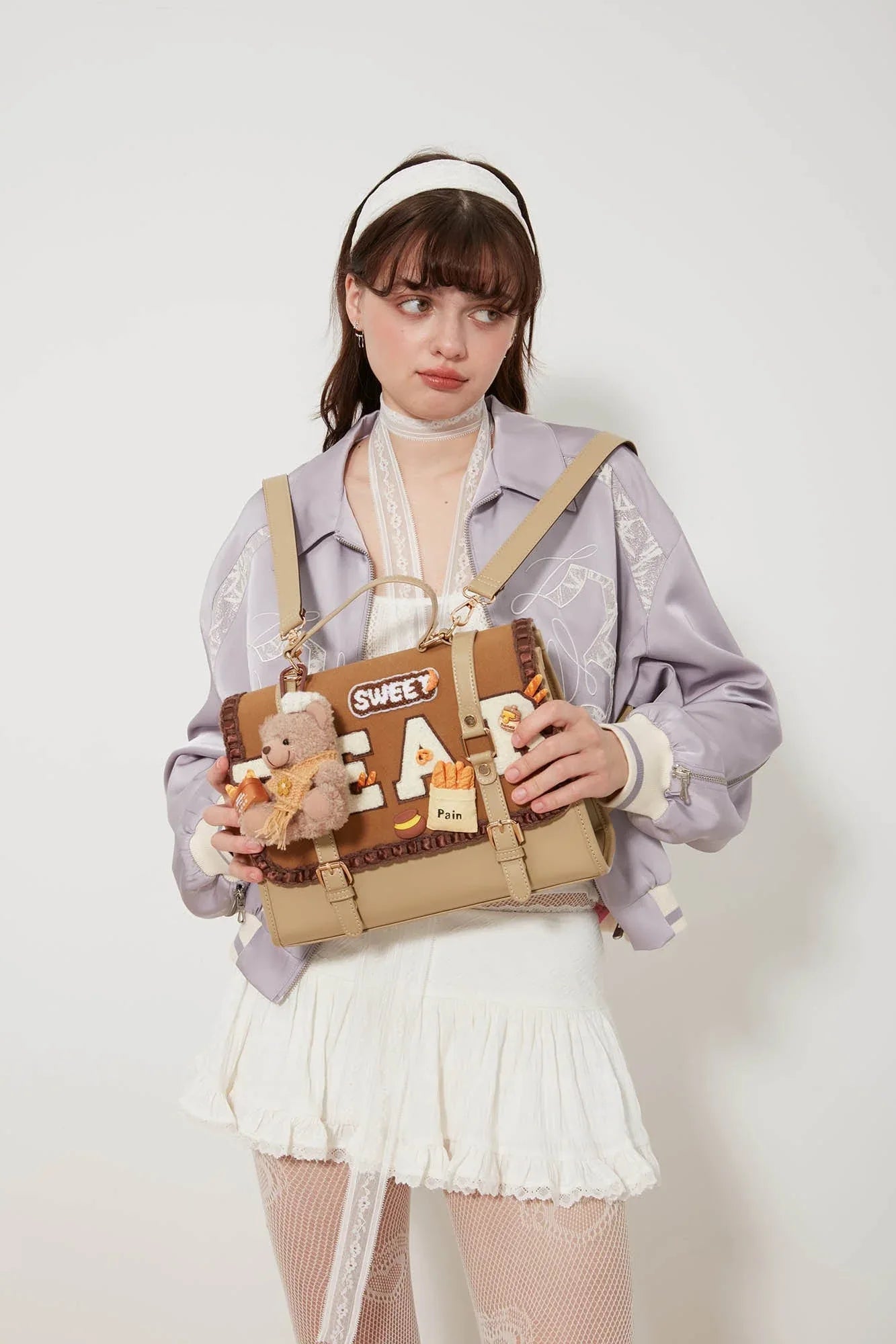 Cuddly Flap Top Backpack - teddy bear design backpack - Charming Teddy Bear Backpack for Everyday Use