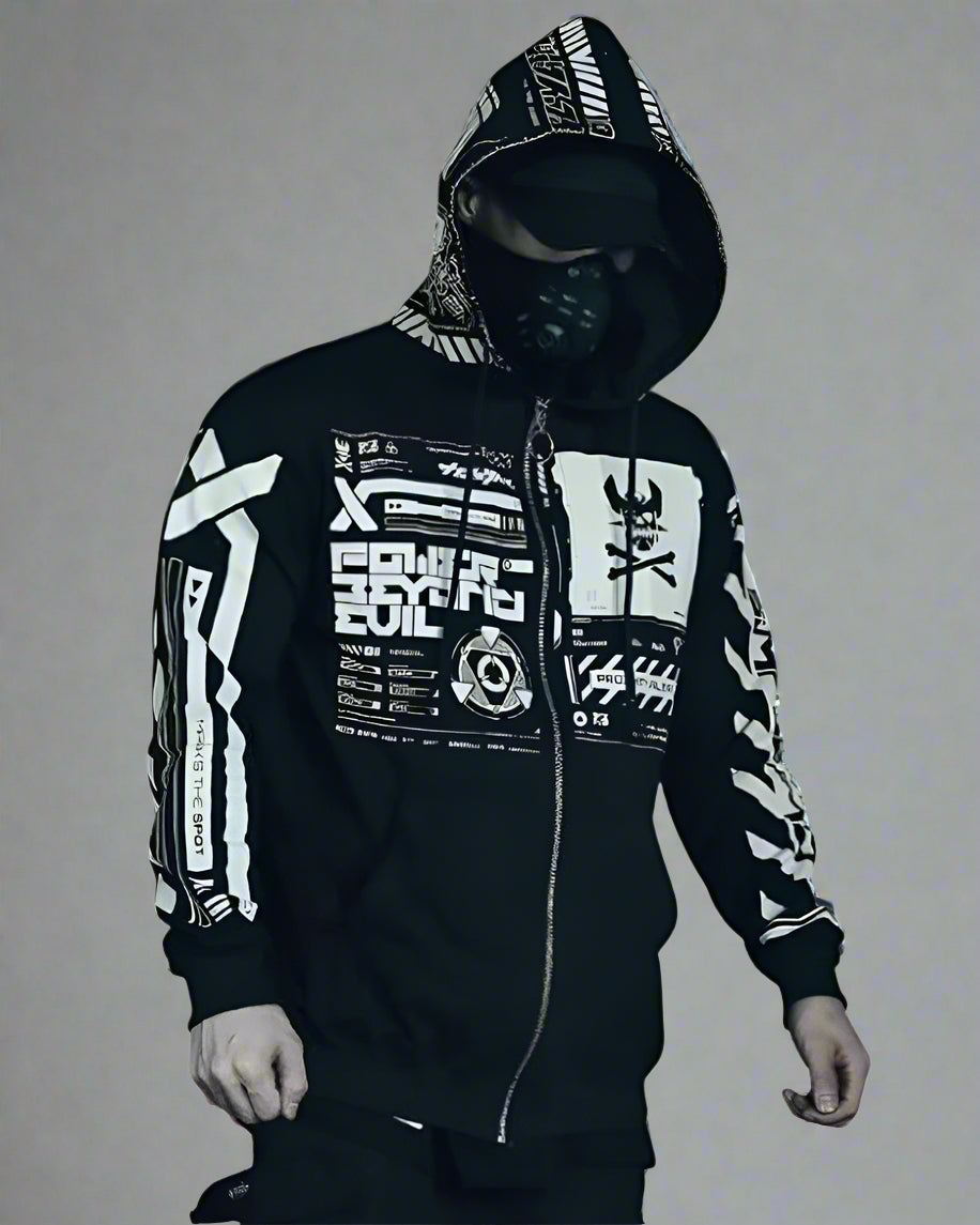 Futuristic Style Zip Hoodie