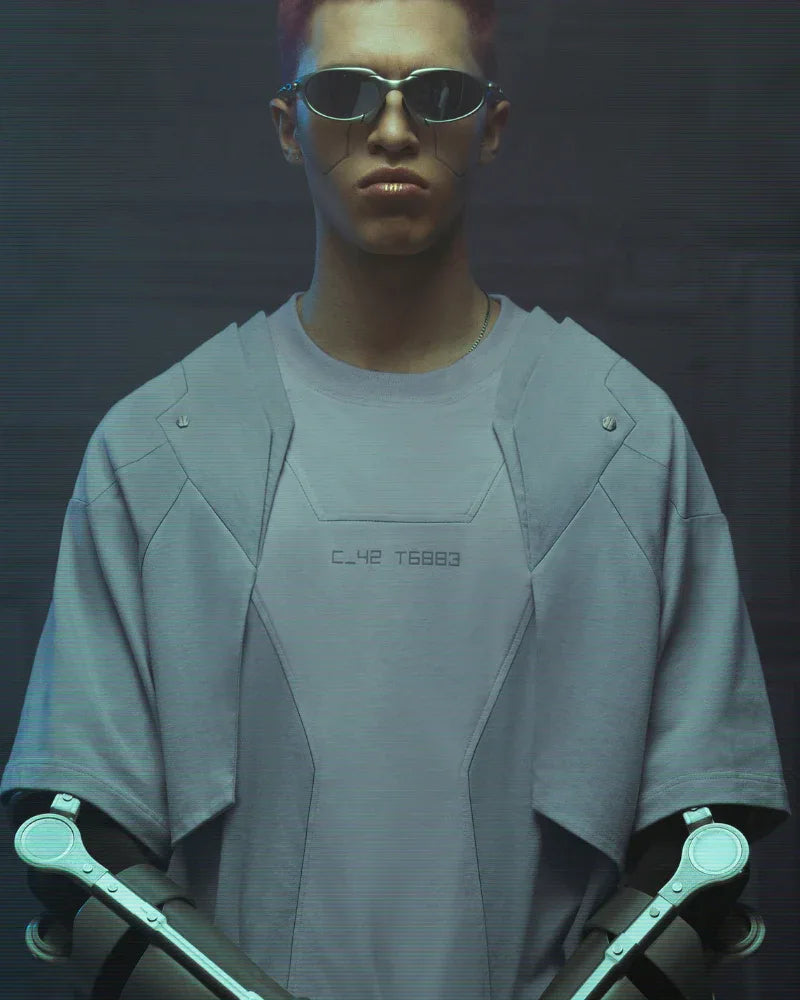 Cyberpunk Mecha T-Shirt - techwear-core - Futuristic Cyberpunk Mecha T-Shirt for Trendsetters