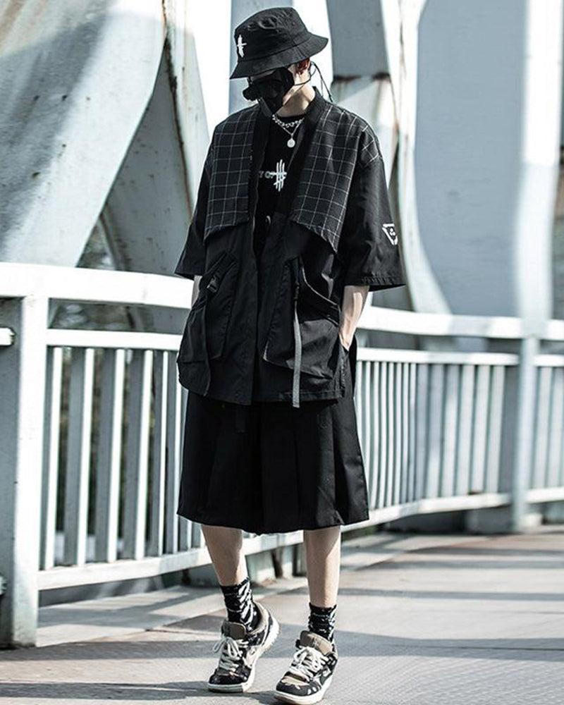 Graceful Samurai-Style Embroidered Kimono