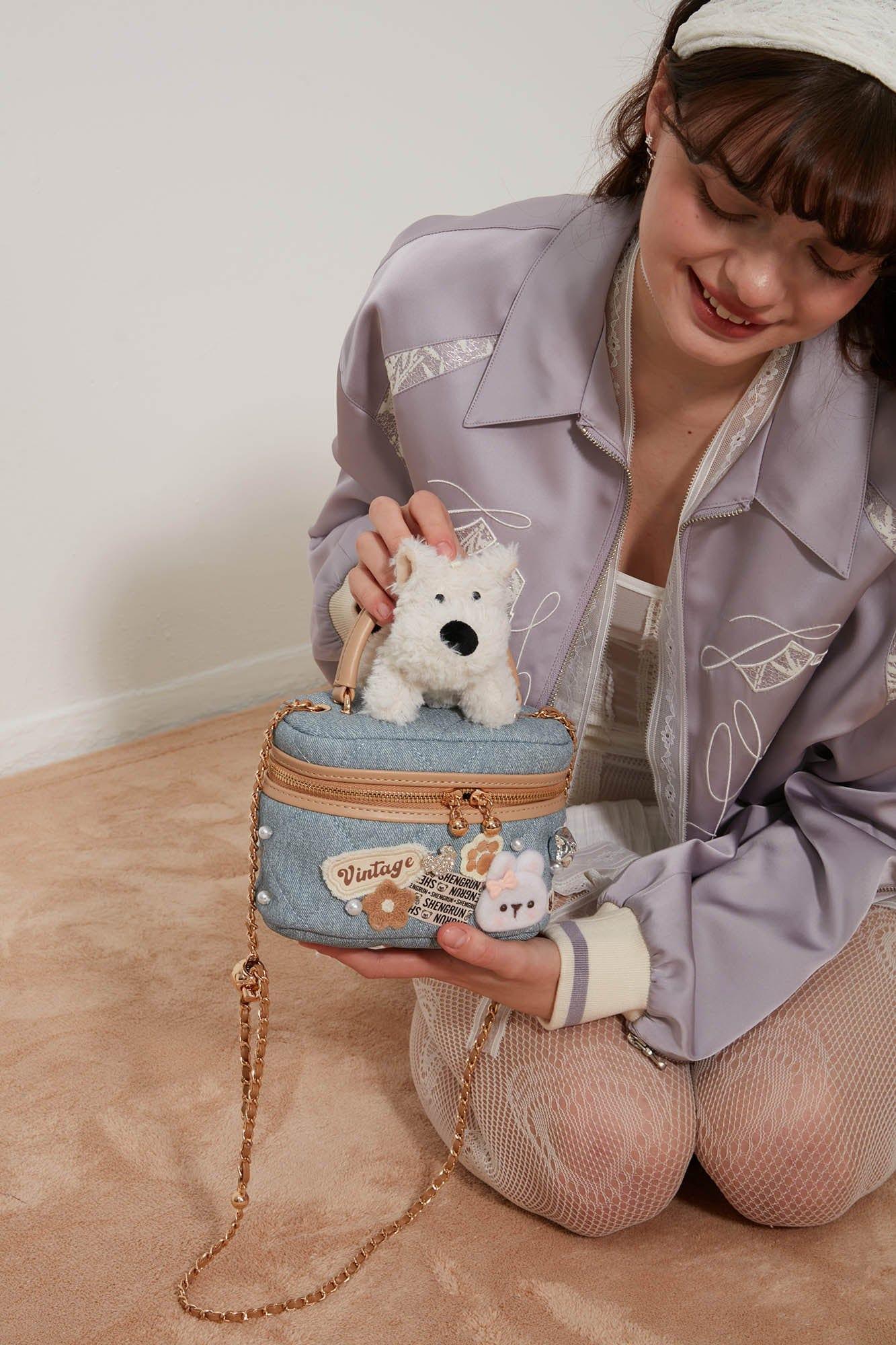 Delightful Dog-Themed Crossbody Bag -  adjustable chain strap - Charming Dog-Themed Crossbody Bag for Everyday Use