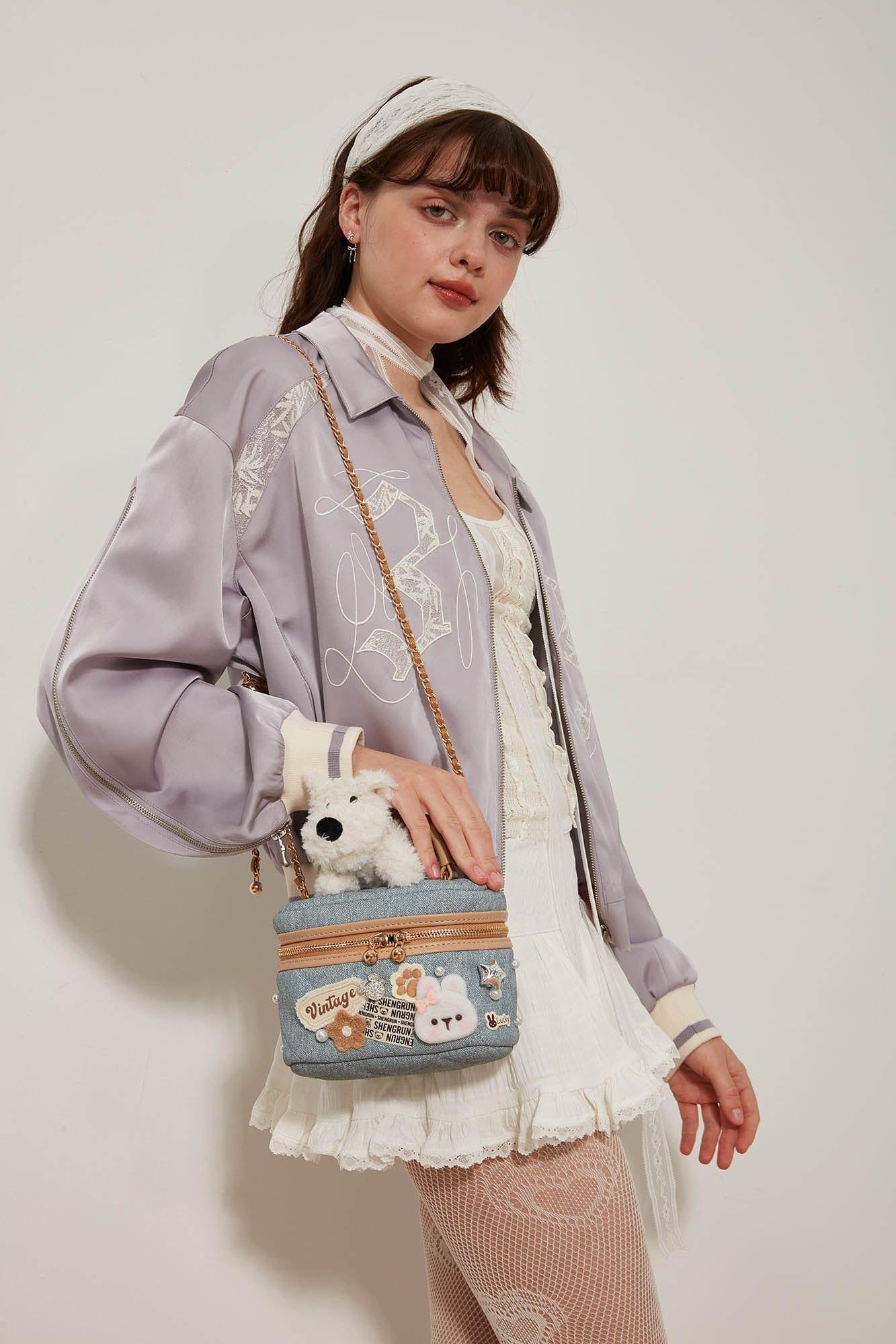 Delightful Dog-Themed Crossbody Bag -  compact rectangular bag - Charming Dog-Themed Crossbody Bag for Everyday Use