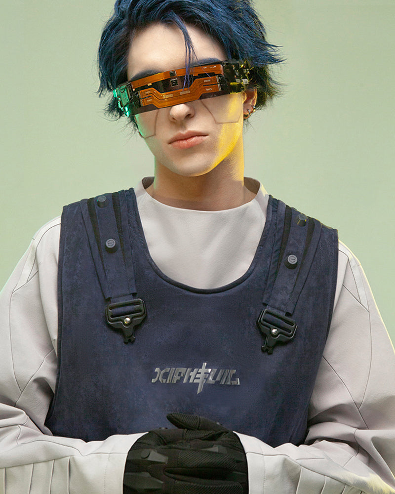 Dual-Sided Futuristic Cargo Vest - techwear-core - Dual-Sided Cargo Vest in Dark Blue for All Day Comfort