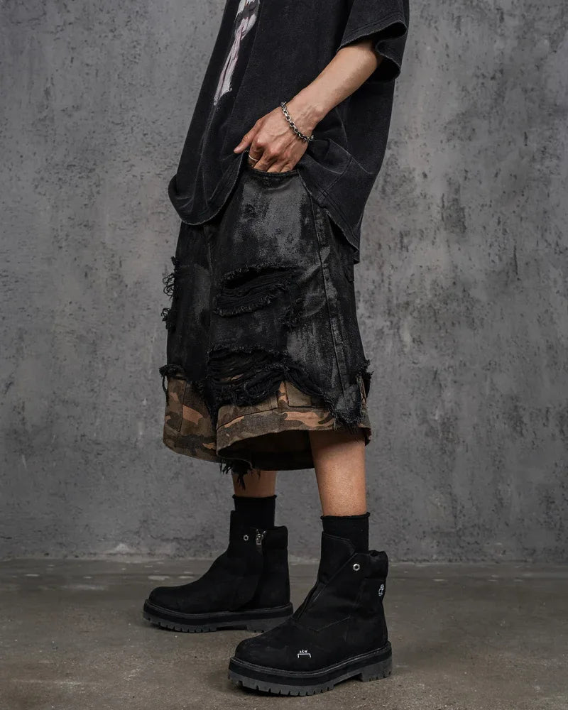 Durable Camo Utility Shorts - distressed camo cargo shorts - Durable Camo Utility Shorts for Outdoor Adventures