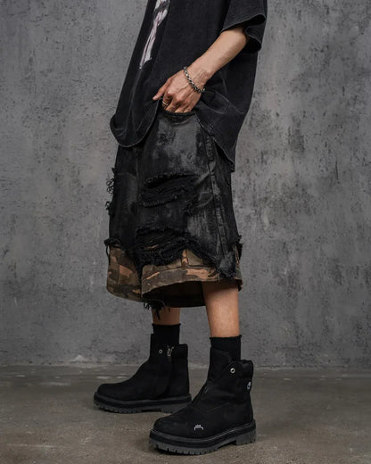 Durable Camo Utility Shorts - distressed camo cargo shorts - Durable Camo Utility Shorts for Outdoor Adventures