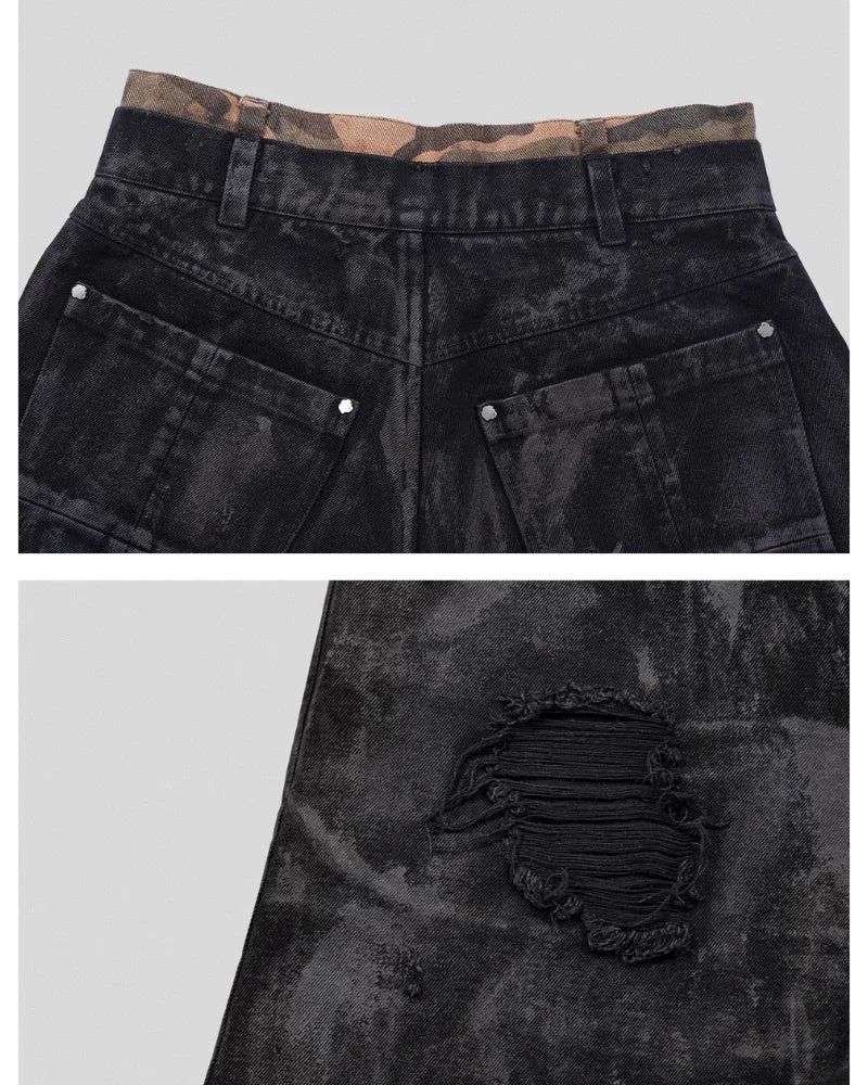 Durable Camo Utility Shorts - distressed camo cargo shorts - Durable Camo Utility Shorts for Outdoor Adventures