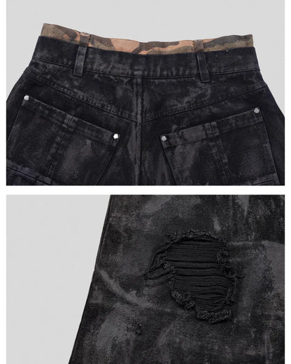 Durable Camo Utility Shorts - distressed camo cargo shorts - Durable Camo Utility Shorts for Outdoor Adventures