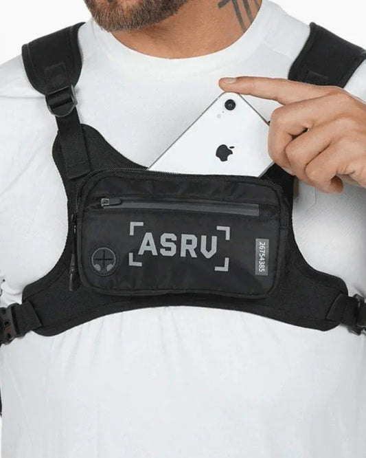 Dynamic Adventure Chest Pack - adjustable techwear bag - Dynamic Adventure Chest Pack in Black and White