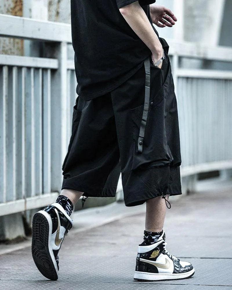 Dynamic City Style Shorts -  black shorts - Urban Utility Cargo Shorts for Everyday Wear