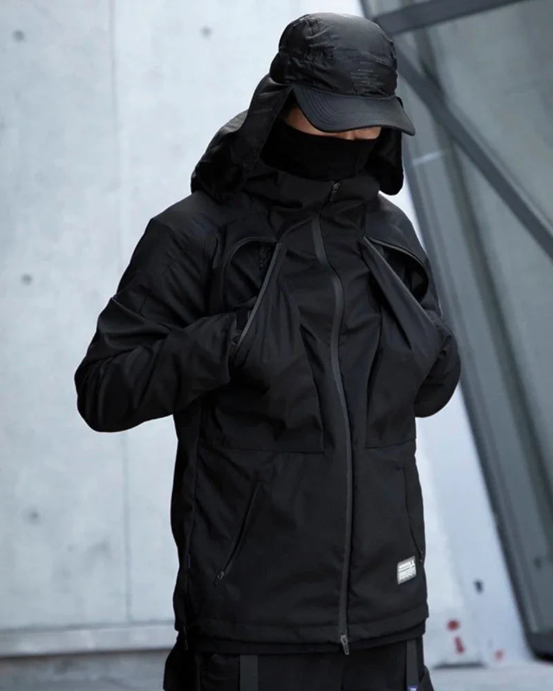 Dynamic Cyberpunk Utility Jacket -  black jacket - Dynamic Cyberpunk Utility Jacket with Dual Pockets