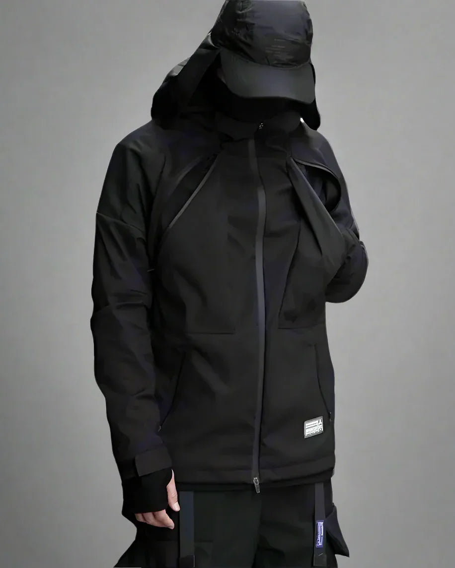 Dynamic Cyberpunk Utility Jacket - dual function pocket jacket - Dynamic Cyberpunk Utility Jacket with Dual Pockets