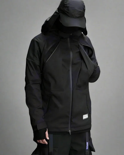 Dynamic Cyberpunk Utility Jacket - dual function pocket jacket - Dynamic Cyberpunk Utility Jacket with Dual Pockets