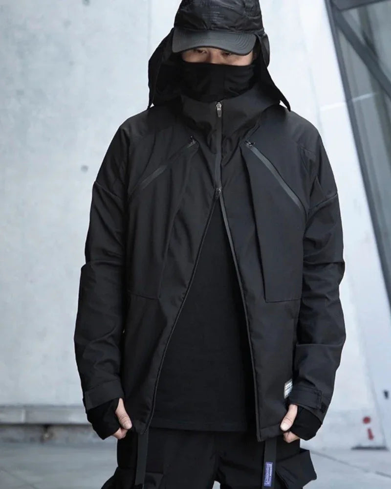 Dynamic Cyberpunk Utility Jacket -  layering jacket - Dynamic Cyberpunk Utility Jacket with Dual Pockets