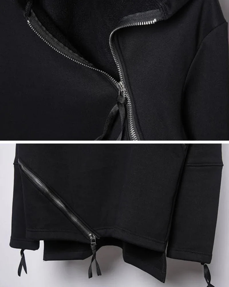 Dynamic Double Zip Hoodie - techwear hoodie - Futuristic Double Zip Hoodie for Urban Wear