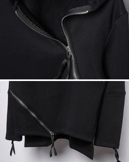 Dynamic Double Zip Hoodie - techwear hoodie - Futuristic Double Zip Hoodie for Urban Wear