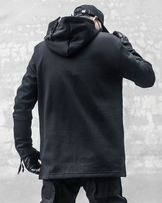 Dynamic Double Zip Hoodie - techwear hoodie - Futuristic Double Zip Hoodie for Urban Wear