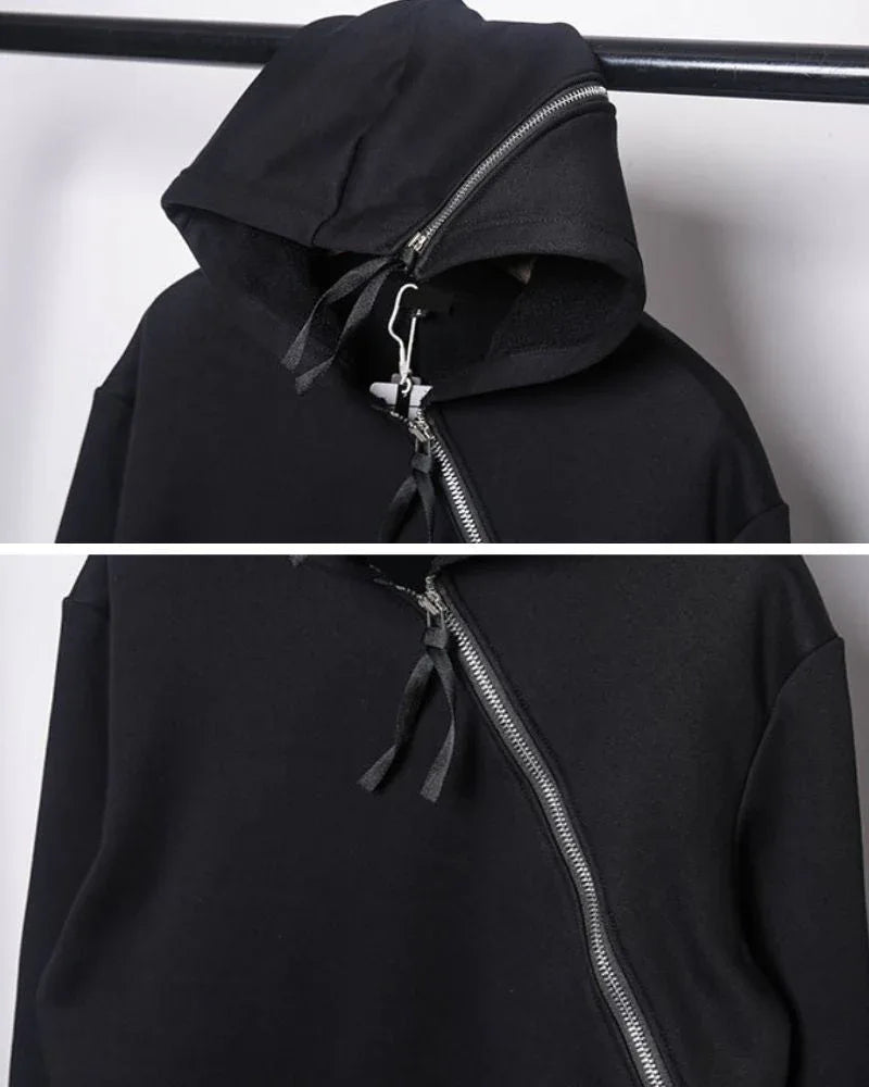 Dynamic Double Zip Hoodie -  urban hoodie - Futuristic Double Zip Hoodie for Urban Wear