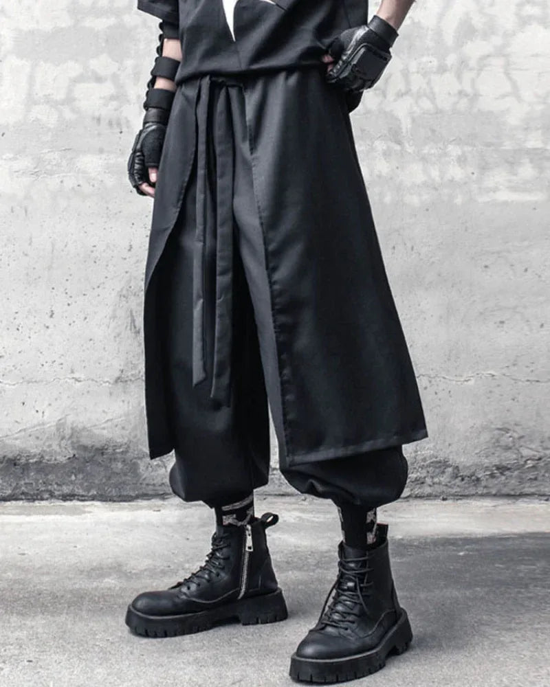 Dynamic Dual-Layer Pants -  japanese fashion - Dynamic Dual-Layer Pants for Stylish Comfort