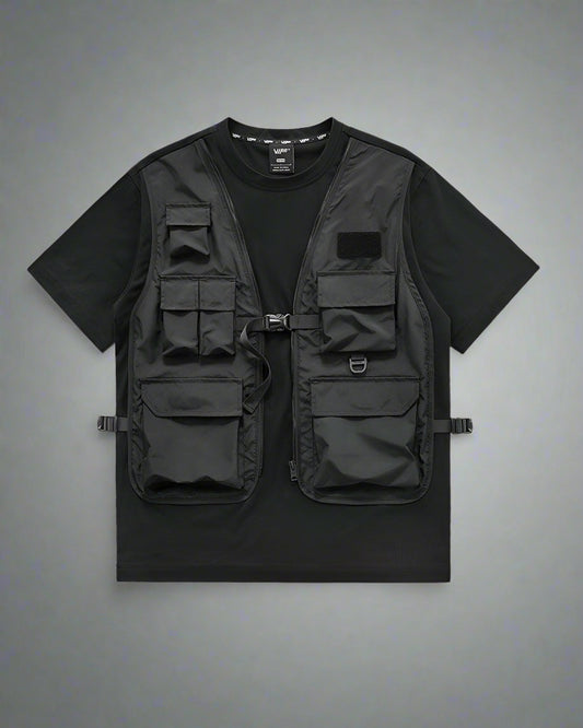 Dynamic Layered Performance Tee - edgy techwear shirt - Dynamic Layered Performance Tee for Urban Wear