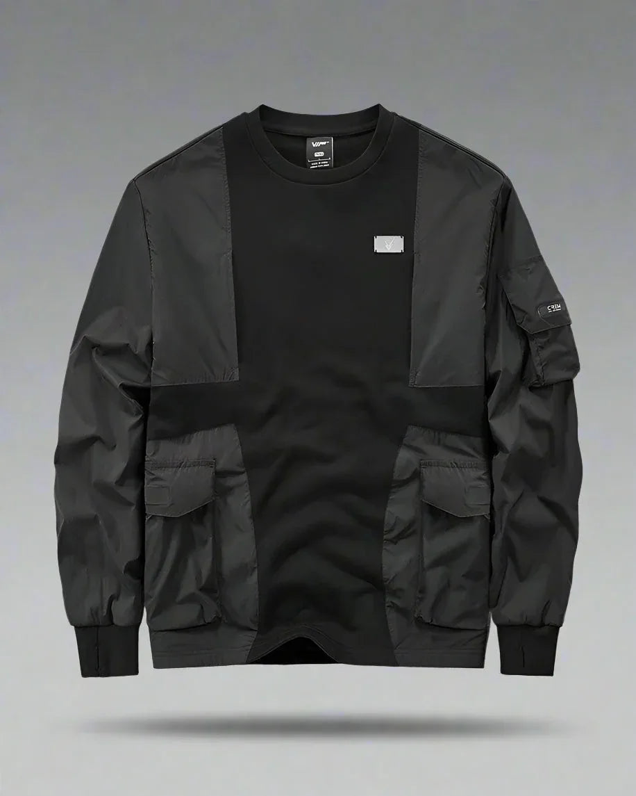 Dynamic Patchwork Tech Hoodie - stylish techwear sweater - Dynamic Patchwork Tech Hoodie for Everyday Style