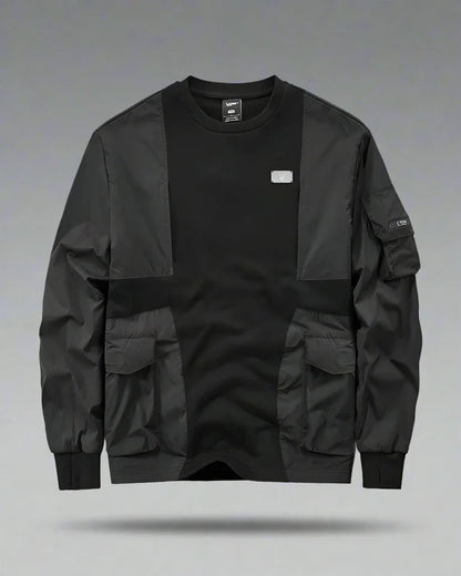 Dynamic Patchwork Tech Hoodie - stylish techwear sweater - Dynamic Patchwork Tech Hoodie for Everyday Style