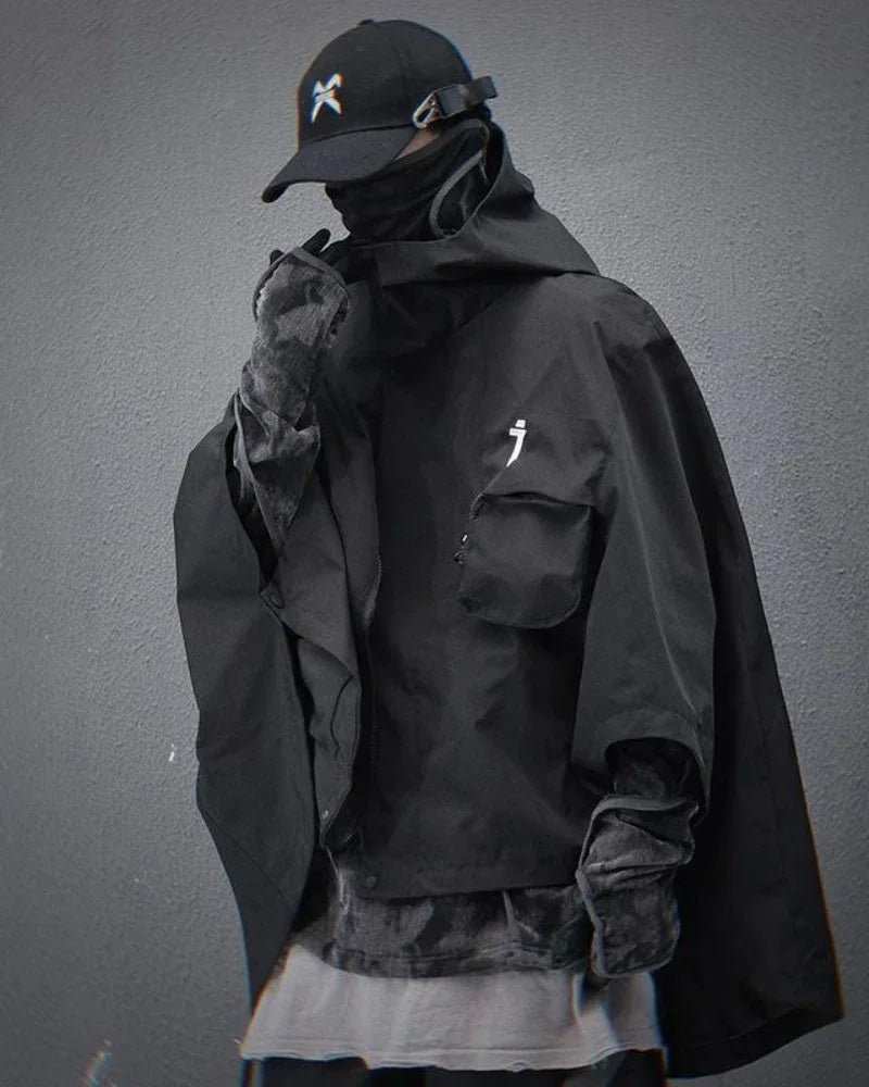 Dynamic Tech Cape Jacket - techwear jacket - Functional Tech Cape Jacket in Versatile Colors