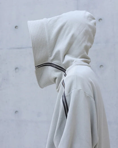 Edgy Asymmetrical Zip Hoodie -  asymmetrical hoodie - Stylish High-Neck Asymmetrical Zip Hoodie