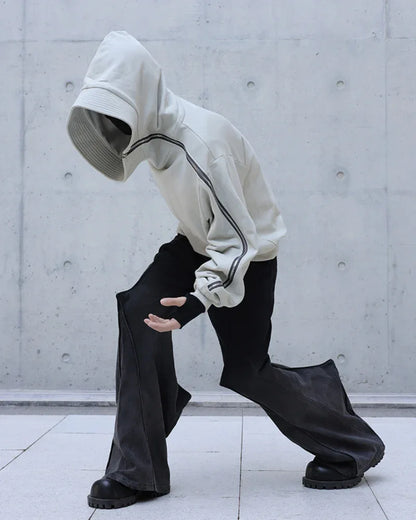 Edgy Asymmetrical Zip Hoodie - high-neck zip-up hoodie - Stylish High-Neck Asymmetrical Zip Hoodie