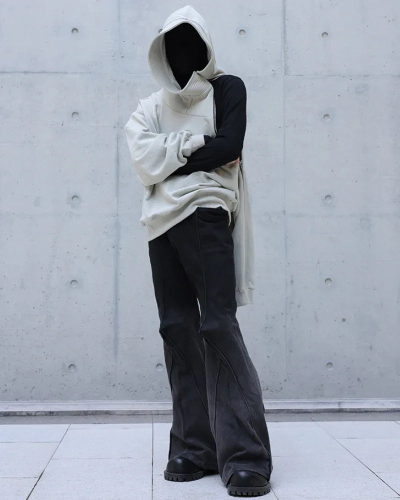Edgy Asymmetrical Zip Hoodie -  streetwear - Stylish High-Neck Asymmetrical Zip Hoodie