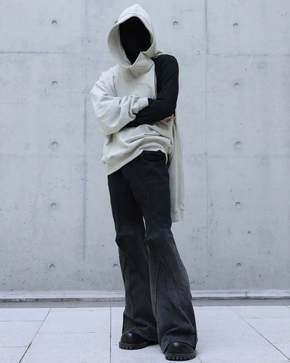 Edgy Asymmetrical Zip Hoodie -  streetwear - Stylish High-Neck Asymmetrical Zip Hoodie