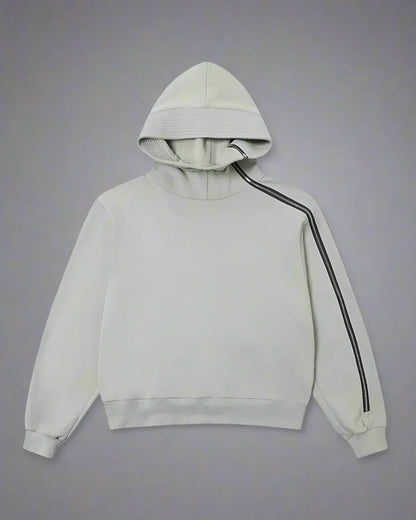 Edgy Asymmetrical Zip Hoodie - zip hoodie - Stylish High-Neck Asymmetrical Zip Hoodie