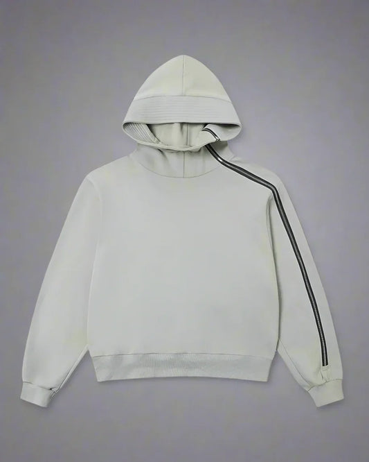 Edgy Asymmetrical Zip Hoodie - zip hoodie - Stylish High-Neck Asymmetrical Zip Hoodie