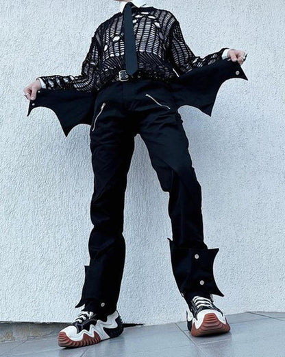 Edgy Bat-Inspired Futuristic Pants -  bat-inspired pants - Futuristic Bat-Inspired Techwear Pants