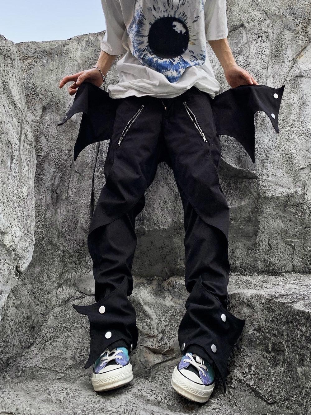 Edgy Bat-Inspired Futuristic Pants - comfortable techwear - Futuristic Bat-Inspired Techwear Pants