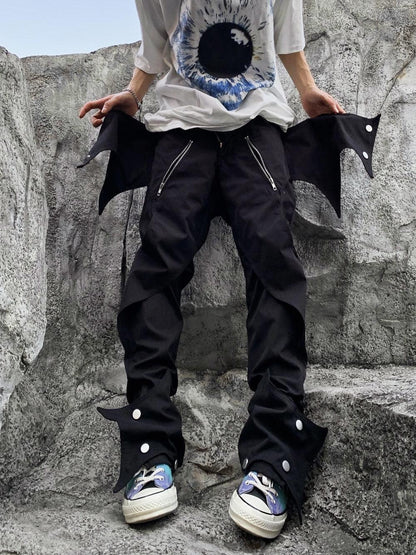 Edgy Bat-Inspired Futuristic Pants - comfortable techwear - Futuristic Bat-Inspired Techwear Pants