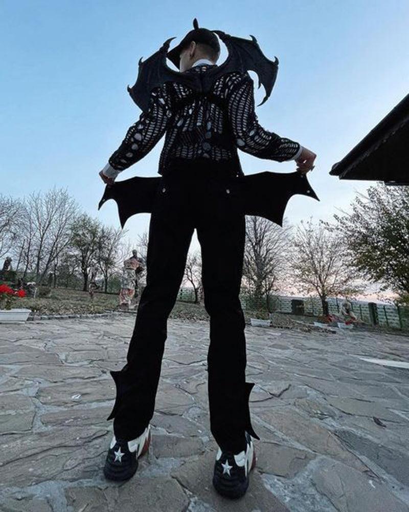 Edgy Bat-Inspired Futuristic Pants - comfortable techwear - Futuristic Bat-Inspired Techwear Pants