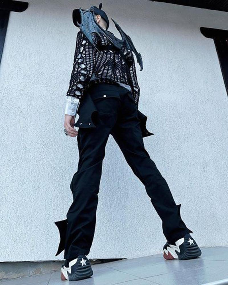 Edgy Bat-Inspired Futuristic Pants -  techwear pants - Futuristic Bat-Inspired Techwear Pants