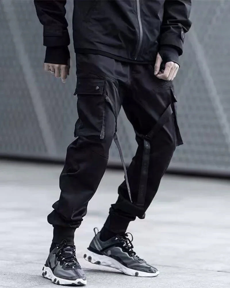 Edgy Black Cargo Trousers - black cargo trousers - Stylish Black Cargo Trousers for Everyday Wear
