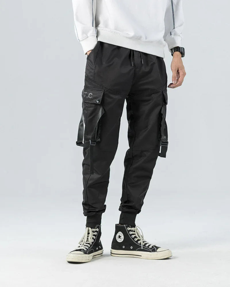 Edgy Black Cargo Trousers - hip hop pants - Stylish Black Cargo Trousers for Everyday Wear