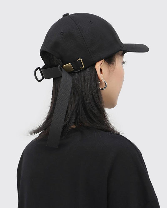 Edgy Buckle-Detail Cap -  black buckle cap - Stylish Buckle Detail Cap for Everyday Comfort