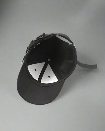 Edgy Buckle-Detail Cap -  black buckle cap - Stylish Buckle Detail Cap for Everyday Comfort