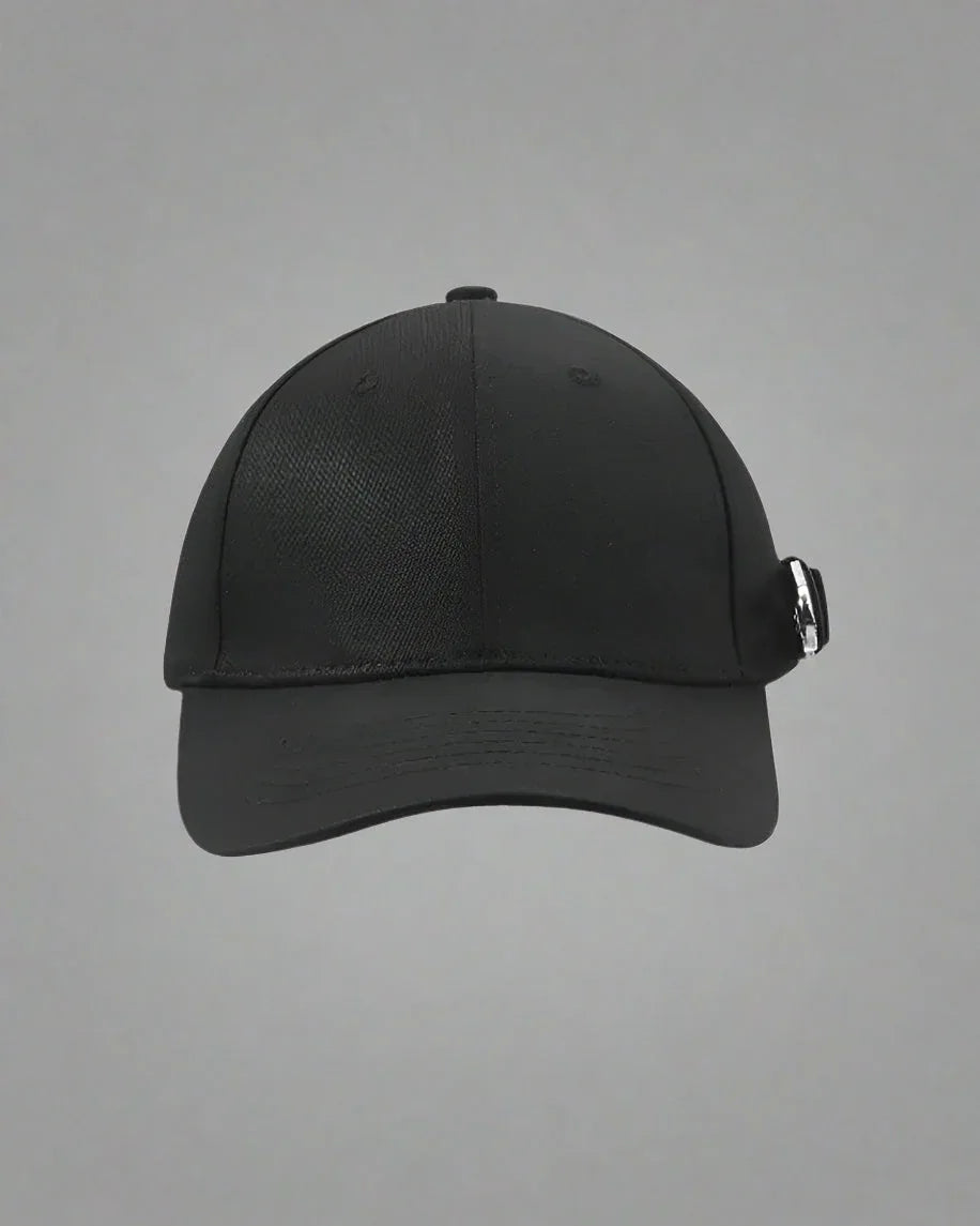 Edgy Buckle-Detail Cap -  black cap - Stylish Buckle Detail Cap for Everyday Comfort
