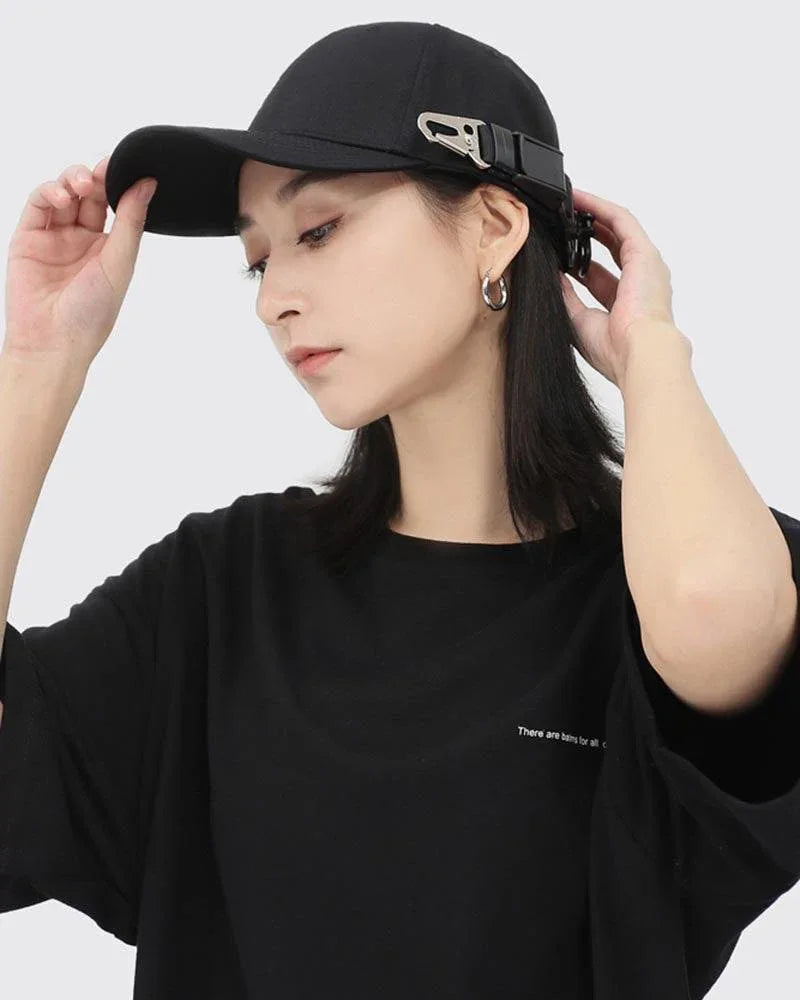 Edgy Buckle-Detail Cap -  durable hat - Stylish Buckle Detail Cap for Everyday Comfort