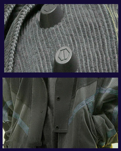 Edgy Corduroy Jacket for Rebels -  comfortable everyday wear - Edgy Dark Gray Corduroy Jacket for Urban Style