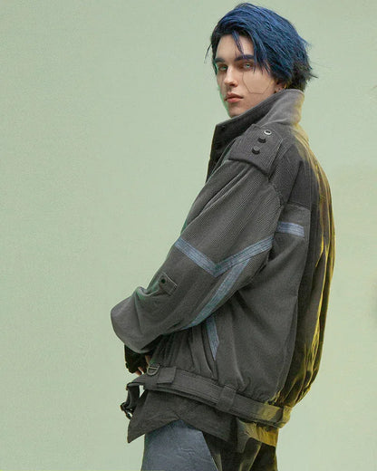 Edgy Corduroy Jacket for Rebels -  comfortable everyday wear - Edgy Dark Gray Corduroy Jacket for Urban Style