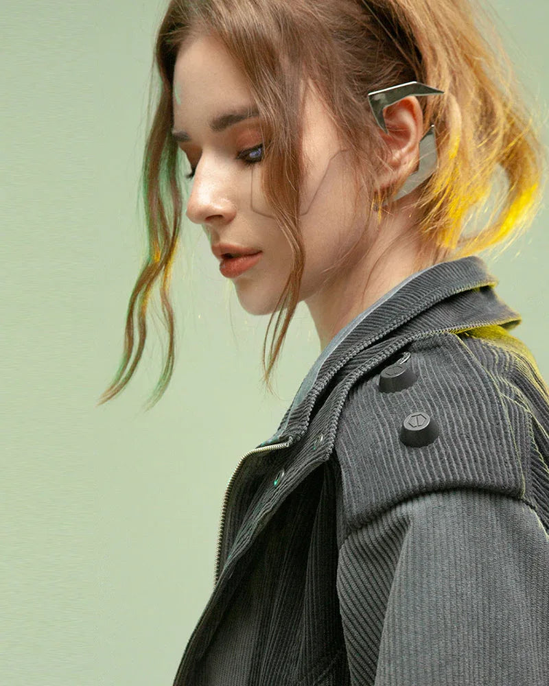 Edgy Corduroy Jacket for Rebels - corduroy jacket - Edgy Dark Gray Corduroy Jacket for Urban Style