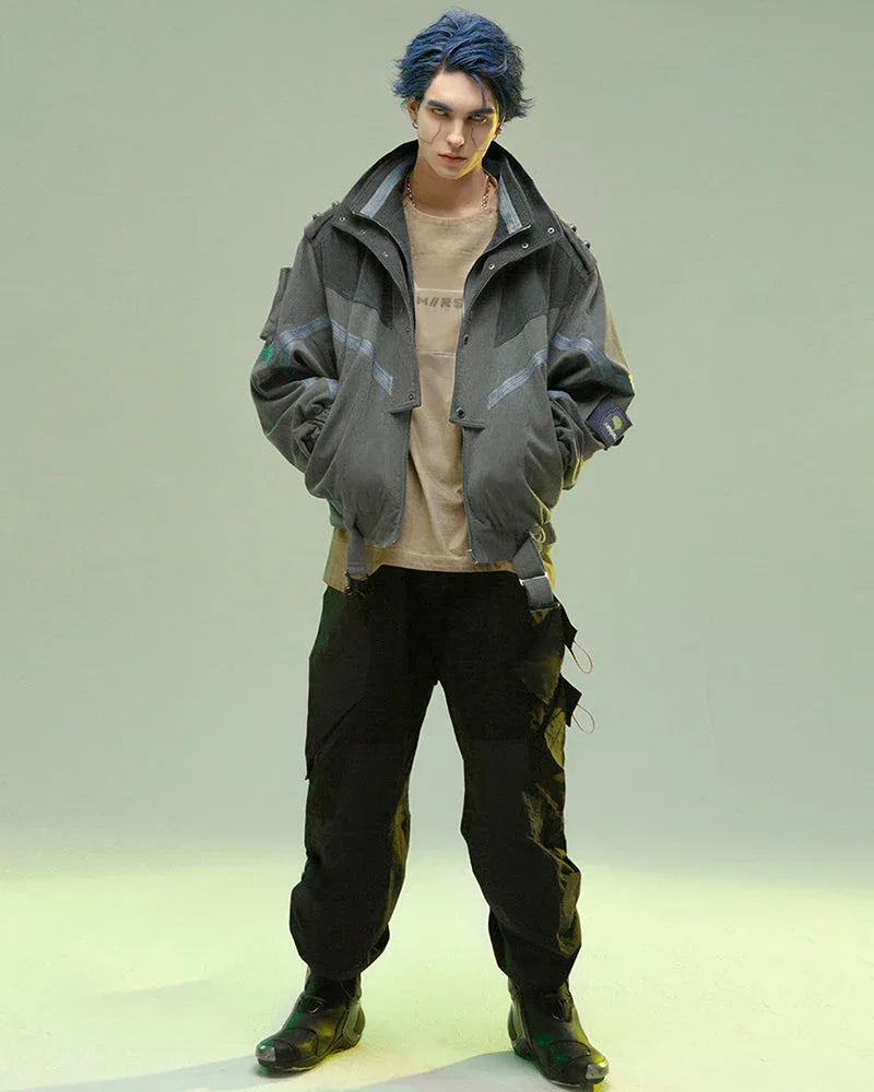 Edgy Corduroy Jacket for Rebels -  dark gray - Edgy Dark Gray Corduroy Jacket for Urban Style