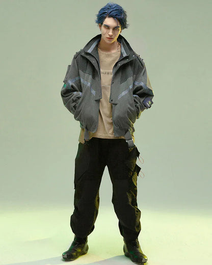 Edgy Corduroy Jacket for Rebels -  dark gray - Edgy Dark Gray Corduroy Jacket for Urban Style