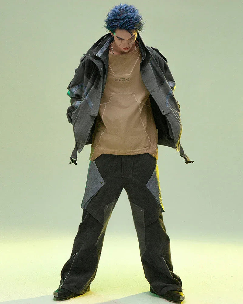 Edgy Corduroy Jacket for Rebels -  urban style - Edgy Dark Gray Corduroy Jacket for Urban Style