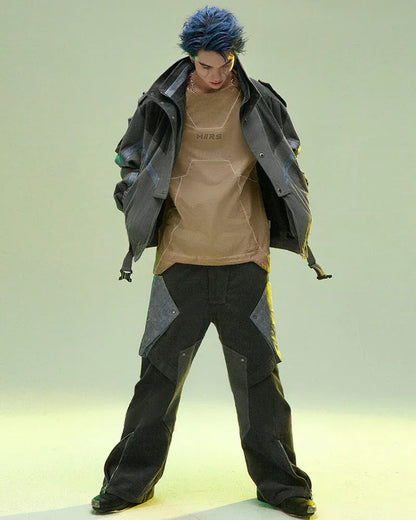 Edgy Corduroy Jacket for Rebels -  urban style - Edgy Dark Gray Corduroy Jacket for Urban Style
